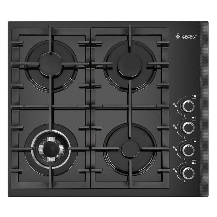 GEFEST СГ CB 2230-01 К2 — газовая варочная панель на 4 конфорки с черной стеклянной поверхностью — Onbir.kg Бишкек, Кыргызстан