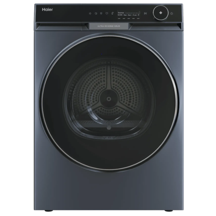 Haier HD100-A3397SU1 — сушильная машина с тепловым насосом, загрузка 10 кг, цвет серый, отдельностоящая, возможна установка в колонну.