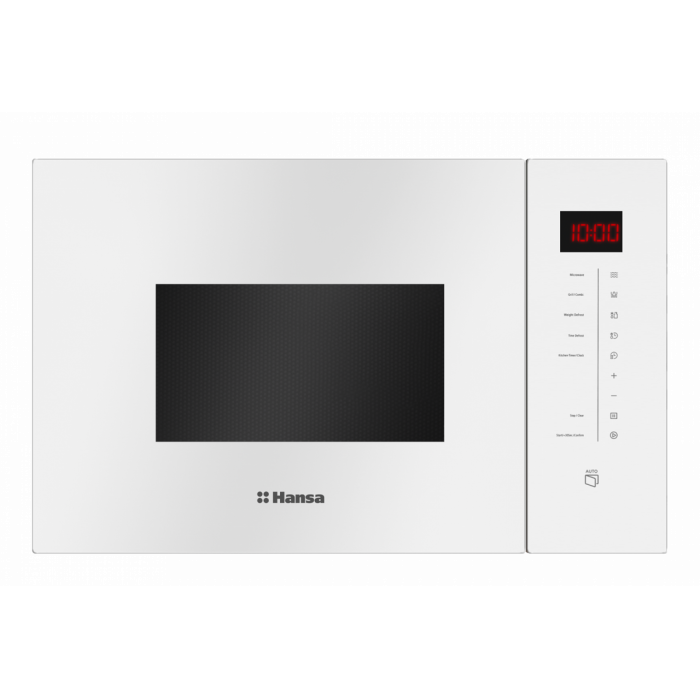 Белая встраиваемая микроволновая печь Hansa AMMB25E1WH с глянцевым покрытием и объемом 25 литров. Доступна для покупки в Бишкеке.
