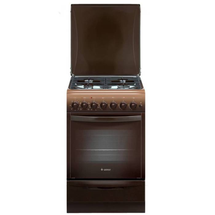 GEFEST ПГЭ 5102‑02 0001 — газоэлектрическая плита, коричневый корпус, эмалированная варочная поверхность — Onbir.kg Бишкек, Кыргызстан