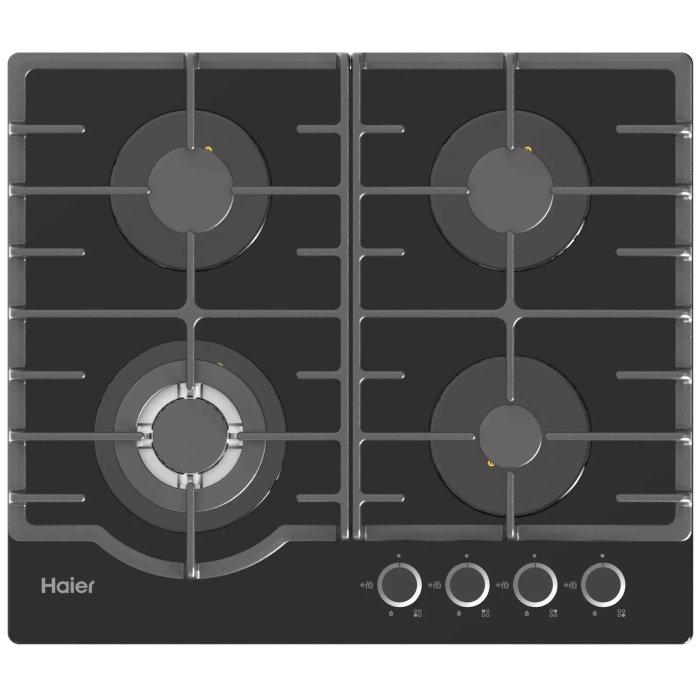 Газовая варочная поверхность HAIER HHX-G64RFB с закаленным стеклом и двухконтурной конфоркой, бесплатная доставка в Бишкек