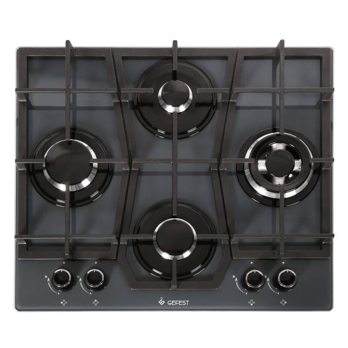 GEFEST ПВГ 2231-10 К56 — газовая варочная панель на 4 конфорки с графитовой стеклянной поверхностью — Onbir.kg Бишкек, Кыргызстан