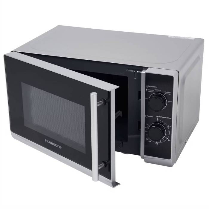 Horizont 20MW700-1378HTS — микроволновка 20 л в серебристо-чёрном корпусе. Купить с доставкой в Бишкеке
