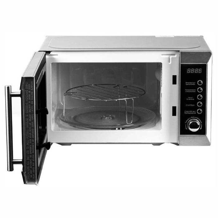 Микроволновая печь Horizont — камера с эмалью, подсветка, поддон 255 мм, габариты 44,4×26×36,2 см. Заказать с доставкой
