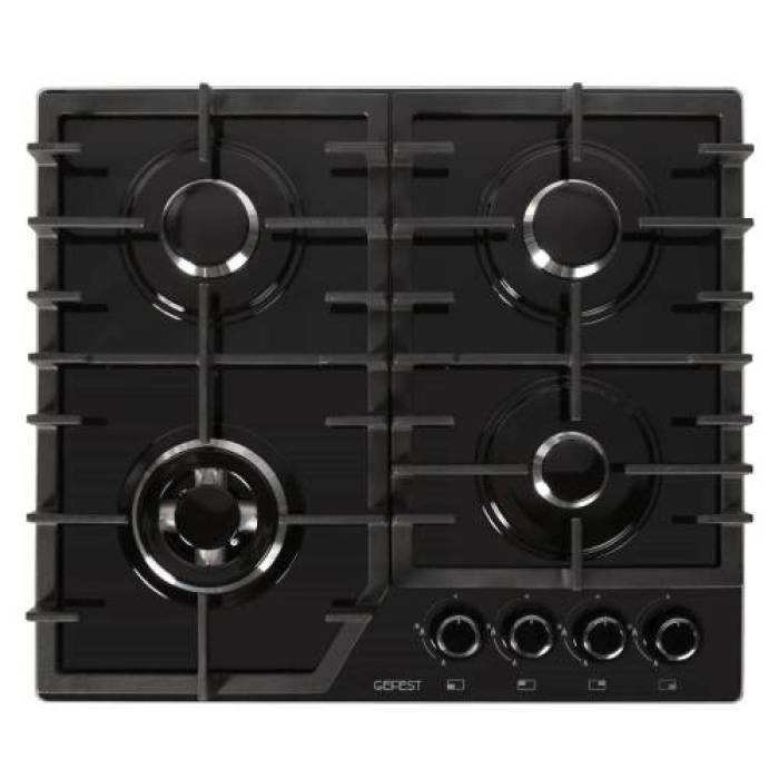 GEFEST ПВГ 2232-01 Р — газовая варочная панель на 4 конфорки с черной стеклянной поверхностью — Onbir.kg Бишкек, Кыргызстан