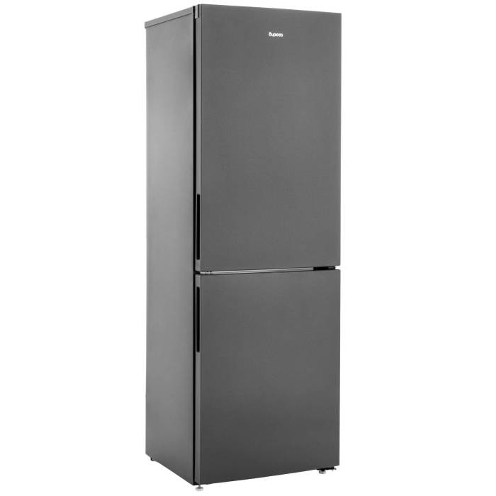 Бирюса W6134 — двухкамерный холодильник с нижним расположением морозильной камеры, общий объем 295 л (холодильная камера 210 л, морозильная 85 л), класс энергоэффективности A, уровень шума до 41 дБ, цвет матовый графит.