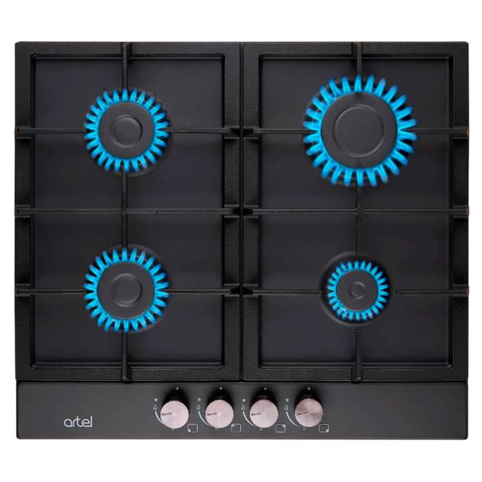Artel Moderno A64-0320 — газовая варочная панель в стильном чёрном цвете, купить онлайн с доставкой в Бишкеке