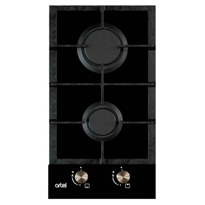 Artel Premio A32-0720 — компактная газовая варочная панель на 2 конфорки в стильном чёрном цвете, купить онлайн с доставкой в Бишкеке