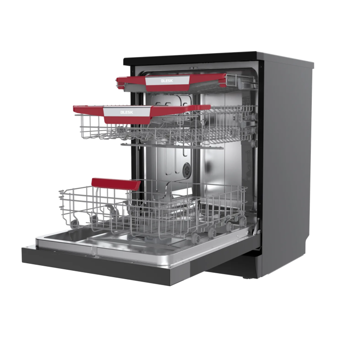 BLESK BXWD14-IN76090UX — тачное управление, ультра-реальное изображение на экране, 3 корзины с красными ручками формы V, доставка Onbir.kg