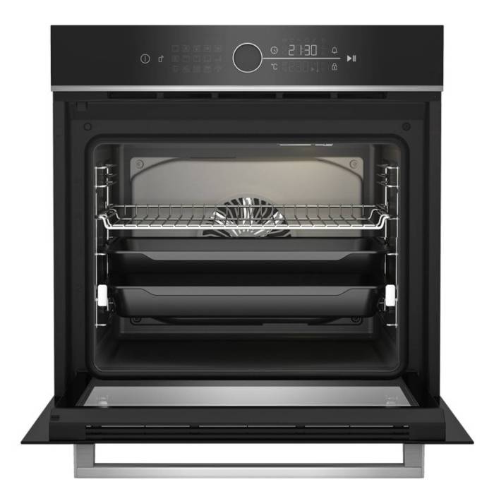 Духовка Beko BBIM13400XCS — LED дисплей и поворотные переключатели управления ONBIR.KG