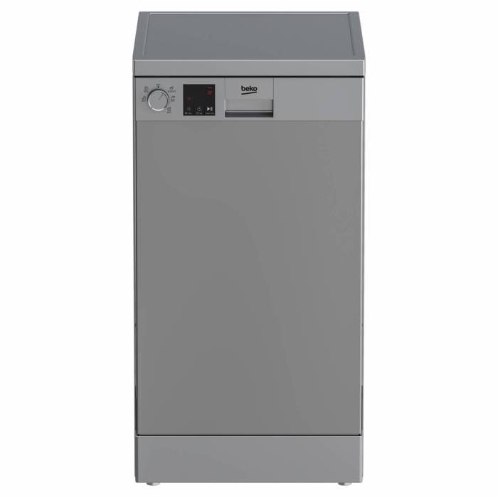 Серебристая посудомоечная машина Beko DVS050R02S шириной 45 см, вмещает 10 комплектов посуды. Купить с доставкой в Бишкеке