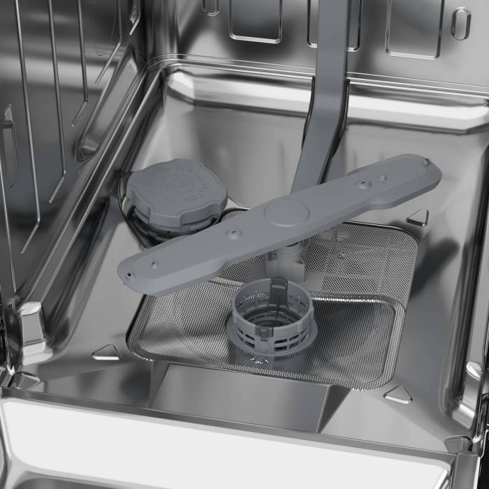Серебристая посудомоечная машина Beko DVS050R02S шириной 45 см, вмещает 10 комплектов посуды