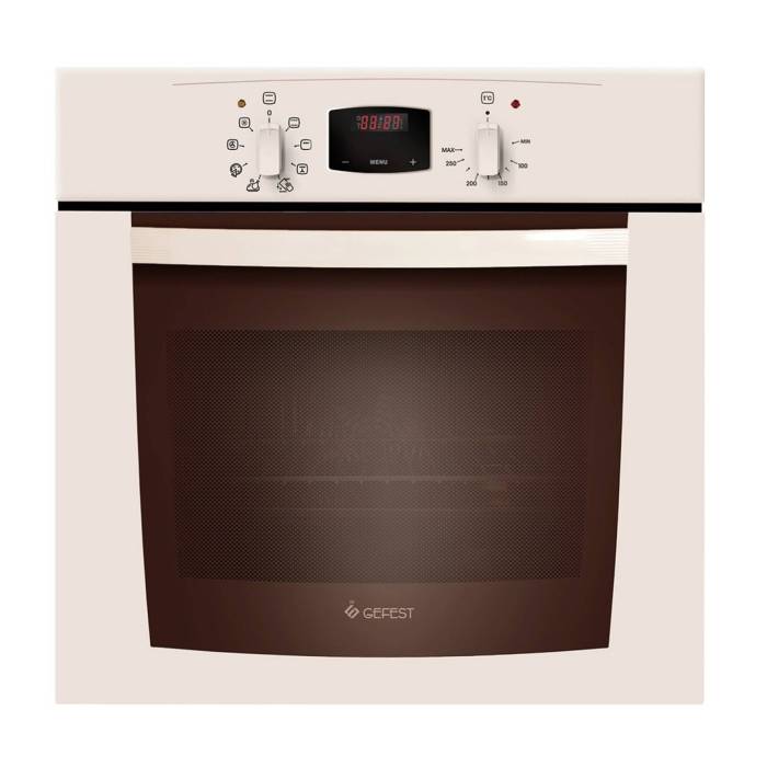 GEFEST ДА 602-02 В1 — электрическая встраиваемая духовка с кремовой эмалевой панелью управления — Onbir.kg Бишкек, Кыргызстан