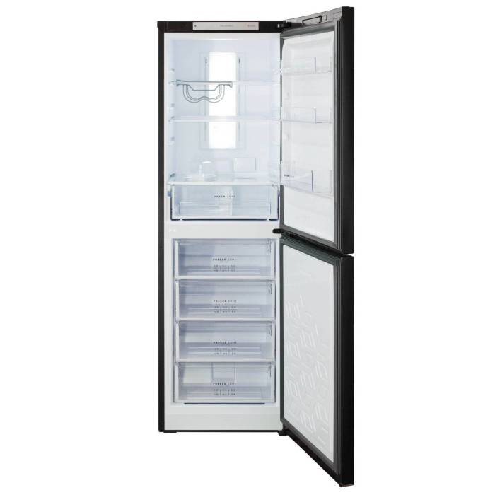 Бирюса В940NF — морозильная камера No Frost с 4 ящиками, минимальная температура −18 °C, мощность замораживания 5 кг/сутки, автономное сохранение холода до 17 ч.