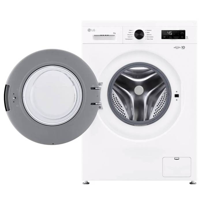 Стиральная машина LG F2Y1NS6W — белый корпус, пластиковая дверь, LED-дисплей, заказать онлайн с доставкой