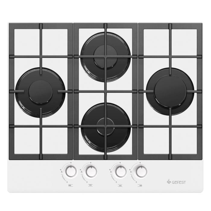 GEFEST ПВГ 2231 К12 — газовая варочная панель на 4 конфорки с белым стеклом — Onbir.kg Бишкек, Кыргызстан