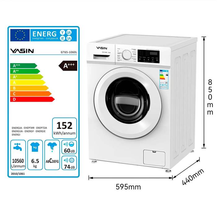 Стиральная машина Yasin GT65-1060L — быстрая и эффективная стирка с экономией времени и энергии, заказать онлайн в Бишкеке