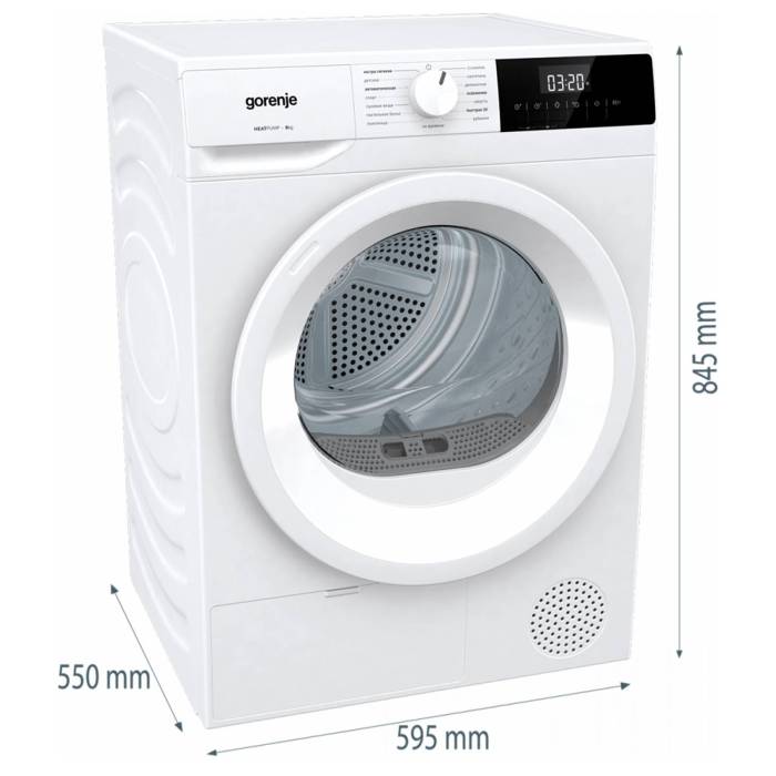 Gorenje DHNE82 C — корпус из оцинкованной стали, чёрный люк и компактные размеры 84,5×59,5×58 см