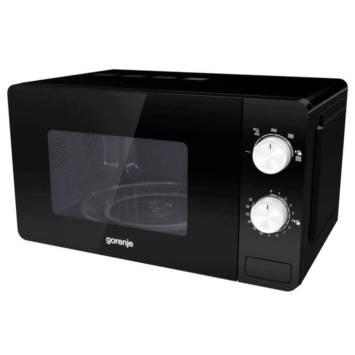 Gorenje MO20E1B — корпус из крашеной стали, дверца из стекла, открывается влево кнопкой. Заказать с доставкой