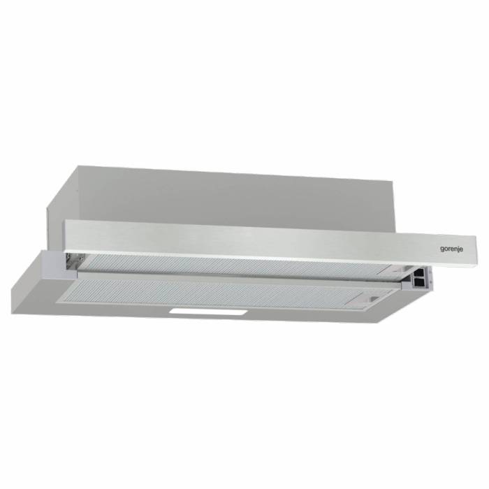 Вытяжка Gorenje TH606E4X — два режима работы: отвод и рециркуляция воздуха, эффективность до 500 м³/ч