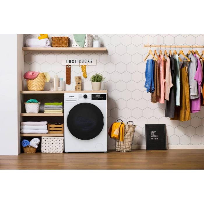 Gorenje W1D2A164ADS — 15 программ: хлопок, синтетика, шерсть, смешанные ткани, интенсивная, эко, антиаллергия, быстрая 15–20 минут