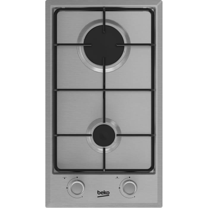 Газовая варочная панель HDCG 32220 FX — компактная модель шириной 30 см с 2 конфорками и корпусом из нержавеющей стали ONBIR.KG