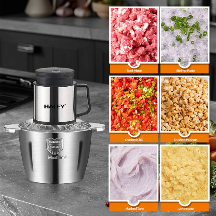 Haley HY-1223 — мощный мотор 800 Вт, эффективно режет, измельчает, рубит и перемешивает