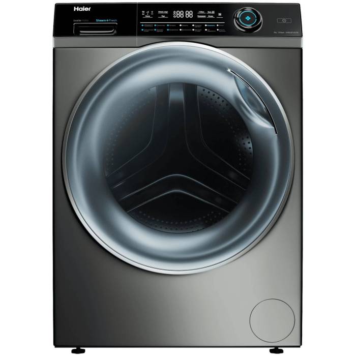 Стиральная машина HAIER HW80-BP14979S: 8 кг, инверторный мотор, серебристый, UV-обработка, 14 программ, программа паром. Купить в Бишкеке