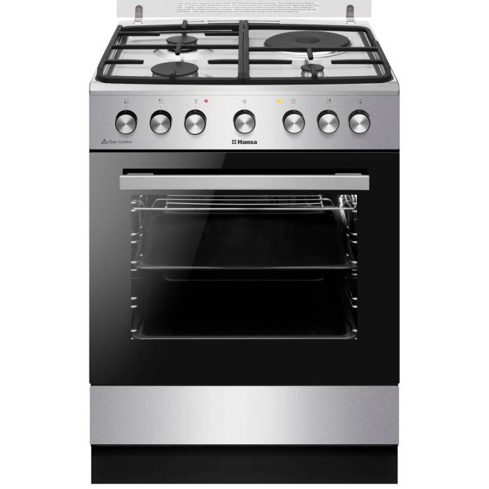 Hansa FCMX68143 — комбинированная плита шириной 60 см в элегантном стальном цвете, купить онлайн с доставкой в Бишкеке