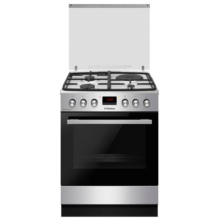 Hansa FCMX68243 — металлическая крышка защищает варочную поверхность от загрязнений после готовки