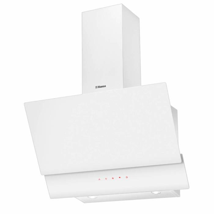 Hansa OKP6547SWH — наклонная каминная вытяжка белого цвета с корпусом из стекла, купить с доставкой в Бишкеке