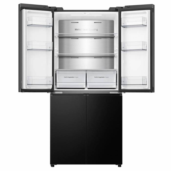 Hisense RQ5P470SAF1 — черный цвет и металлическая дверца, стильный внешний вид для современной кухни