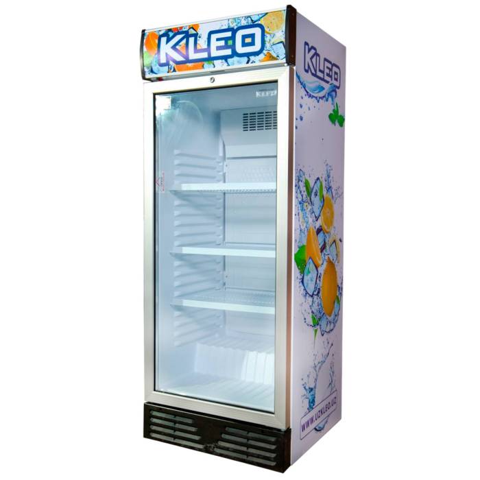 KLEO VST390 — холодильник-витрина с температурным диапазоном +2…+8 °C, рекламной панелью и надёжной конструкцией, заказать с доставкой в Кыргызстане