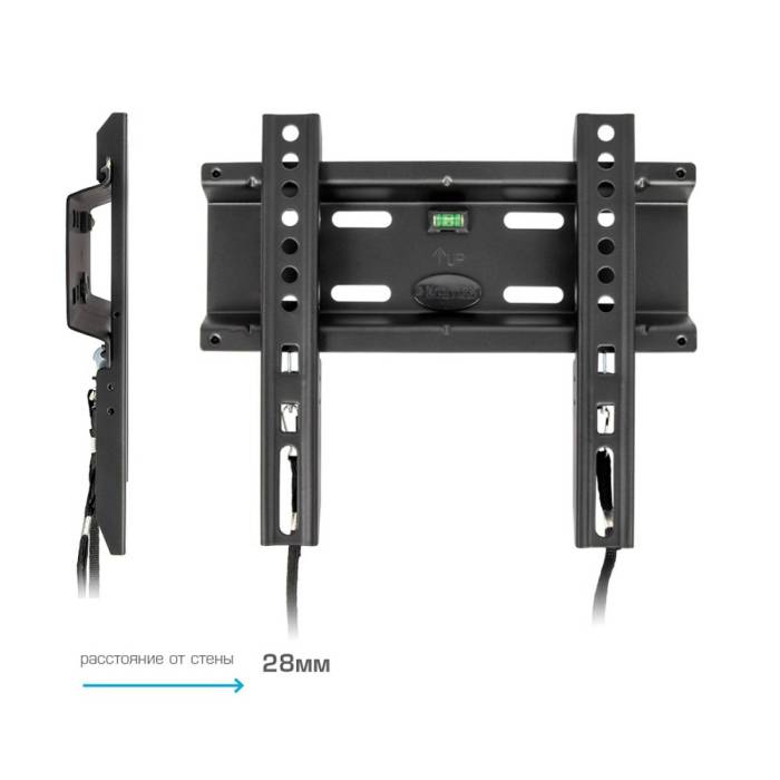 Настенный фиксированный кронштейн Kromax FLAT-5 black — Максимальная нагрузка: 35 кг — Onbir.kg Бишкек, Кыргызстан