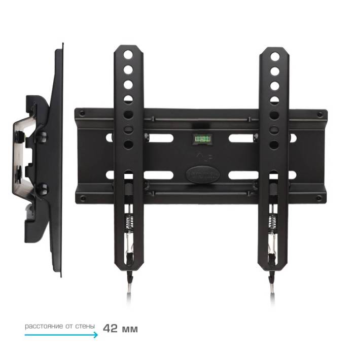 Настенный наклонный кронштейн Kromax FLAT-6 new black — Максимальная нагрузка: 35 кг — Onbir.kg Бишкек, Кыргызстан