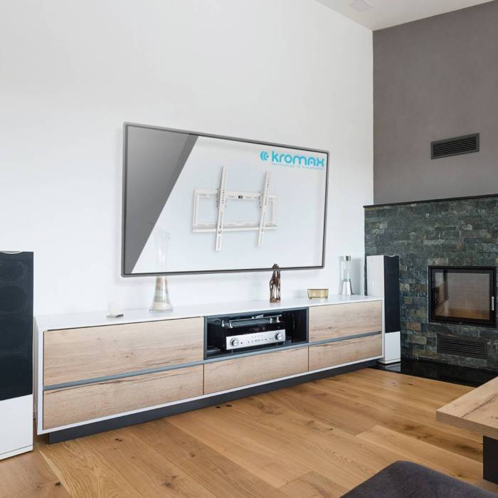 Настенный наклонный кронштейн Kromax IDEAL-4W new white — Диагональ экрана: 22–65″ — Onbir.kg Бишкек, Кыргызстан