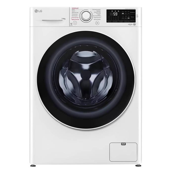 Стиральная машина с сушкой LG F2J6HG7W: стирка 7 кг, сушка 4 кг, инверторный мотор, функция пара, добавление вещи. Купить с доставкой в Бишкеке