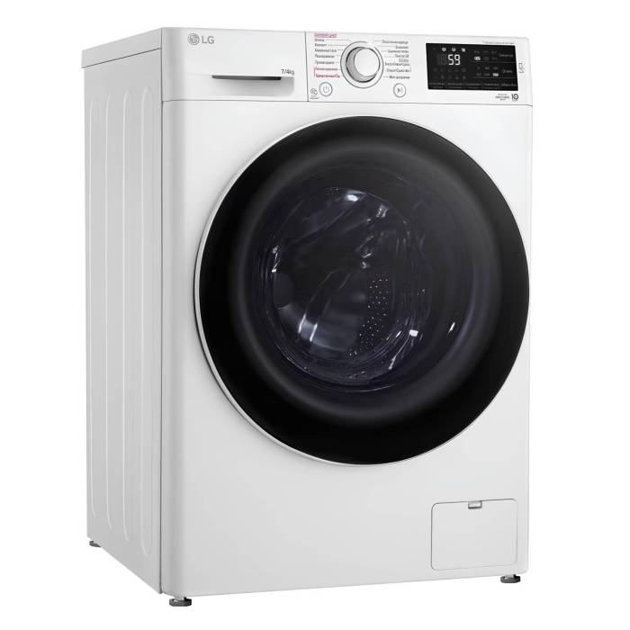 Стиральная машина с сушкой LG F2J6HG7W: стирка 7 кг, сушка 4 кг, инверторный мотор, функция пара, добавление вещи. Купить с доставкой в Бишкеке