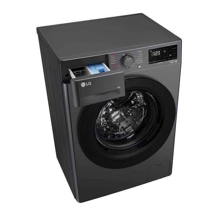 Стиральная машина LG F2V3PS6J — элегантный черный дизайн, 8 кг, технология AI DD™, инверторный мотор. Заказать в Бишкеке