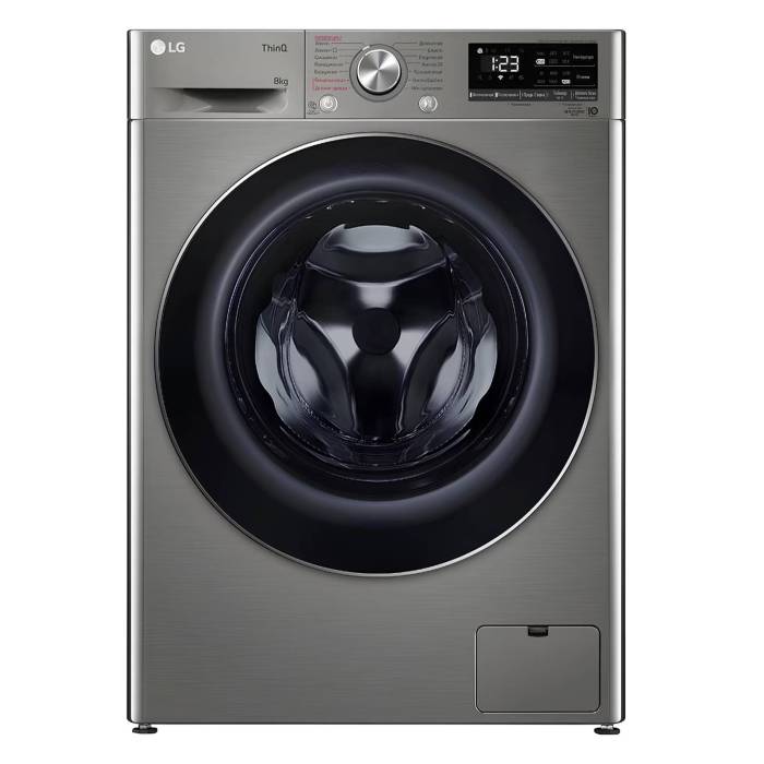 Стиральная машина LG F2V5PS2S 8 кг, серебристо-платиновый цвет, с инверторным мотором и функцией пара. Купить в Бишкеке с доставкой