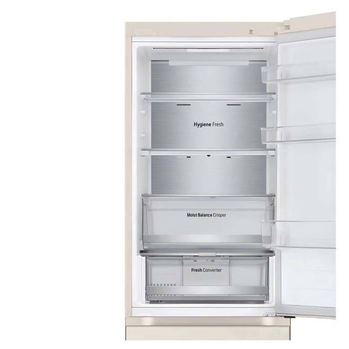 Холодильник LG GC-B459FEPW — бежевый, 377 л, инверторный компрессор, удобное управление через Wi-Fi. Купить с доставкой по Бишкеку