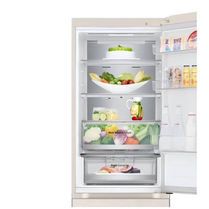 Холодильник LG GC-B459FEPW — Wi-Fi управление, инверторный компрессор, объем 377 л, элегантный бежевый цвет. Купить с доставкой в Бишкеке