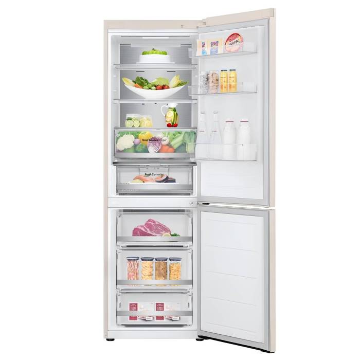 Холодильник LG GC-B459FEPW — бежевый, 377 л, инверторный компрессор, удобное управление через Wi-Fi. Купить с доставкой по Бишкеку