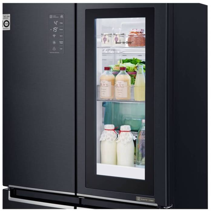 Купить холодильник LG GC-Q22FTBKL — 458 л, прозрачная дверь InstaView, инверторный линейный компрессор. Доставка по городу