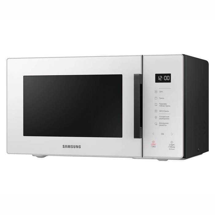 Samsung MG23T5018AE — корпус чёрный, дверца цвета «чистый фарфор», элегантный внешний вид. Заказать в Бишкеке