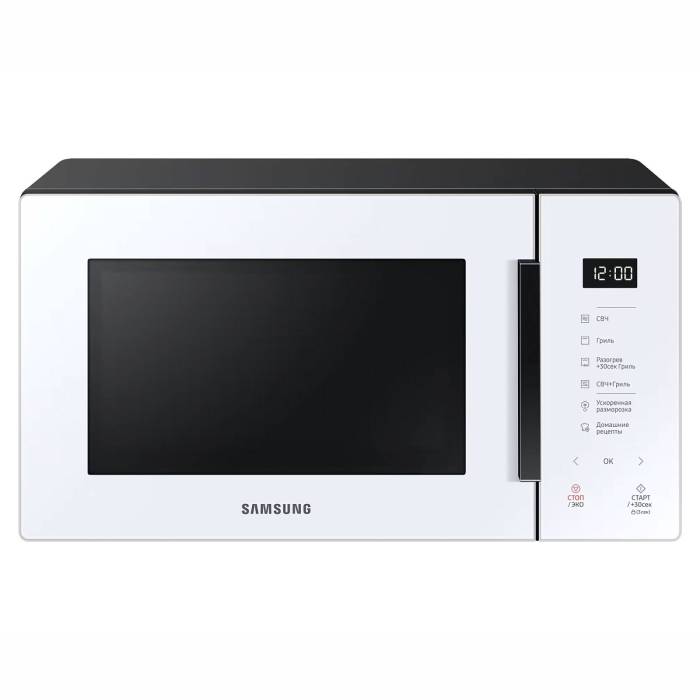 SAMSUNG MG23T5018AW — отдельностоящая микроволновка с грилем и объемом 23 л. Удобна для кухни любого размера. Заказать с доставкой в Бишкеке