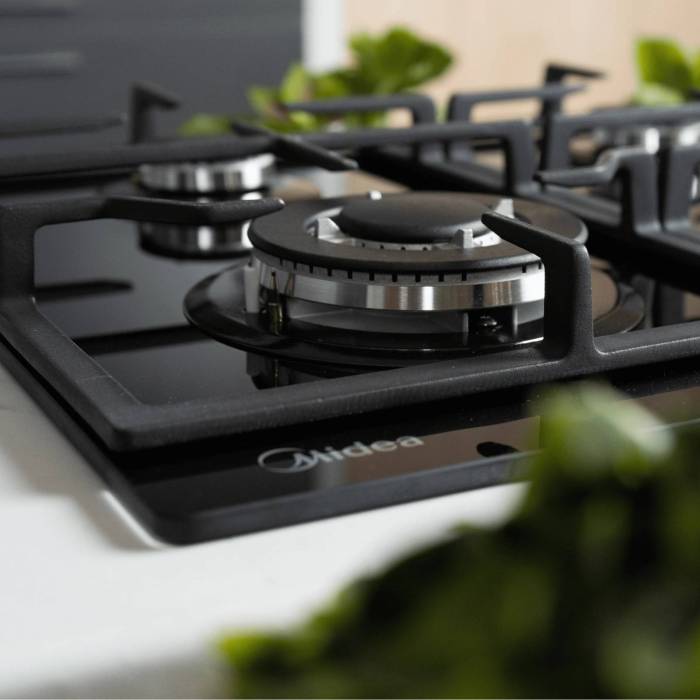 Midea MG684TGB — газовая панель с чугунными решётками и закалённым стеклом, купить онлайн 