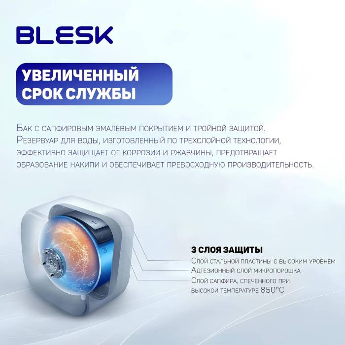 Водонагреватель BLESK MI100 — под мойку, Heat More, 2000 Вт, IPX4, в Бишкеке