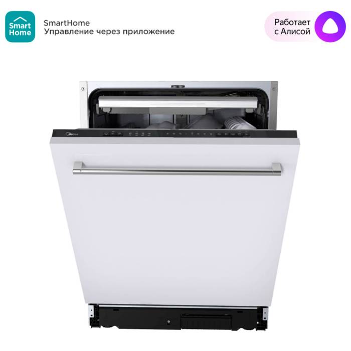 Встраиваемая посудомоечная машина Midea MID60S150i — электронное управление, отложенный старт до 12 часов и ночной режим, купить онлайн с доставкой