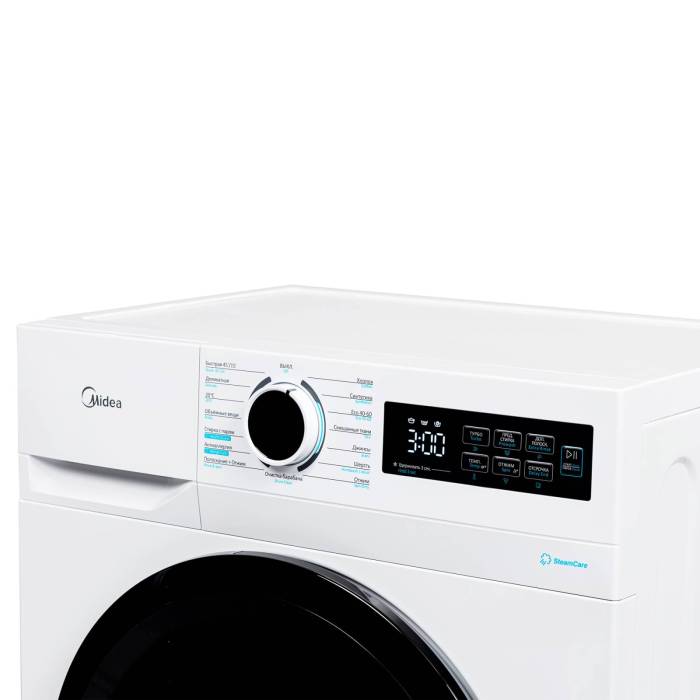 Midea MF01712BS40-W 7 кг — 15 программ, включая быструю стирку за 15 и 45 минут, паровая обработка, купить с доставкой в городе